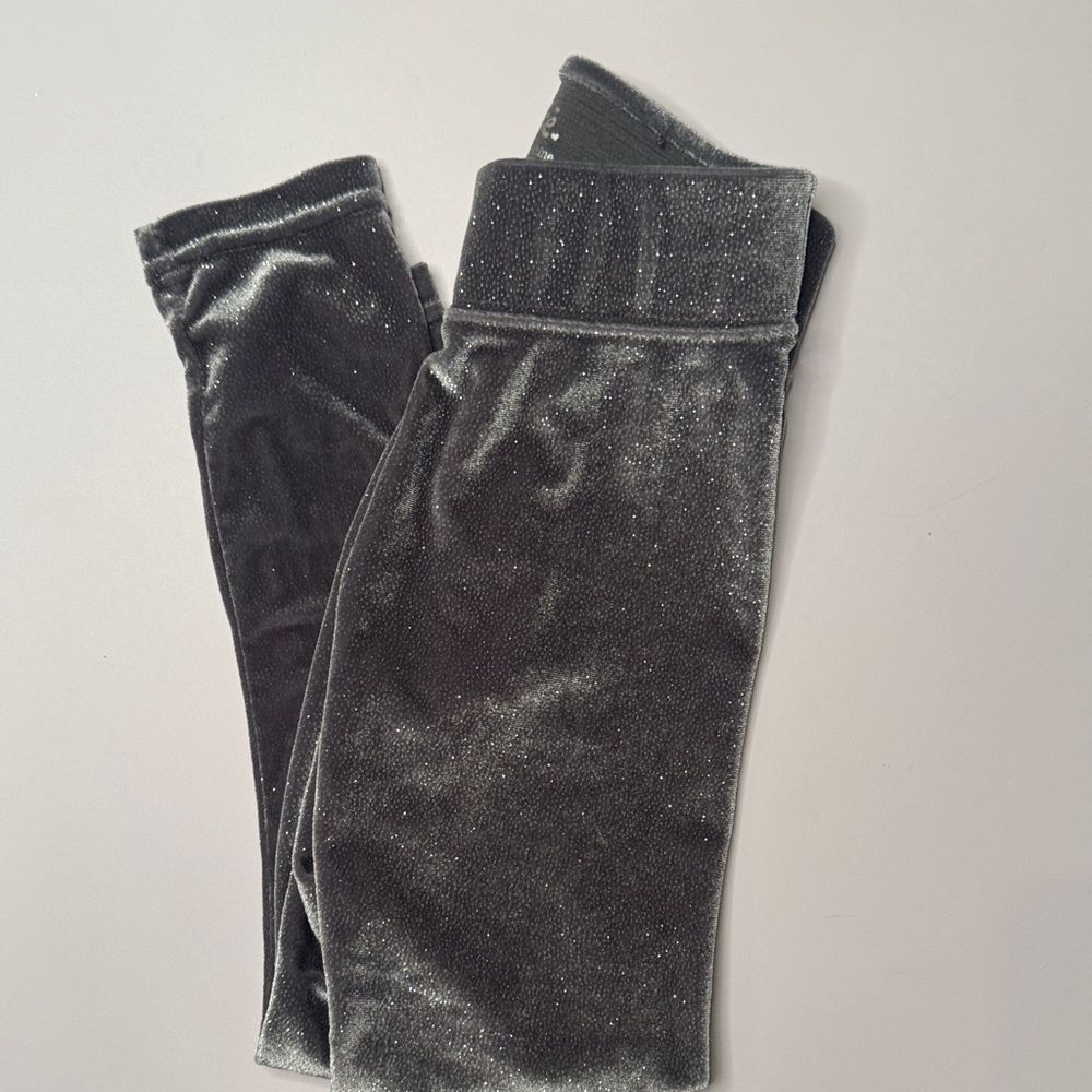 Justice Shimmering Gray Velvet Leggings